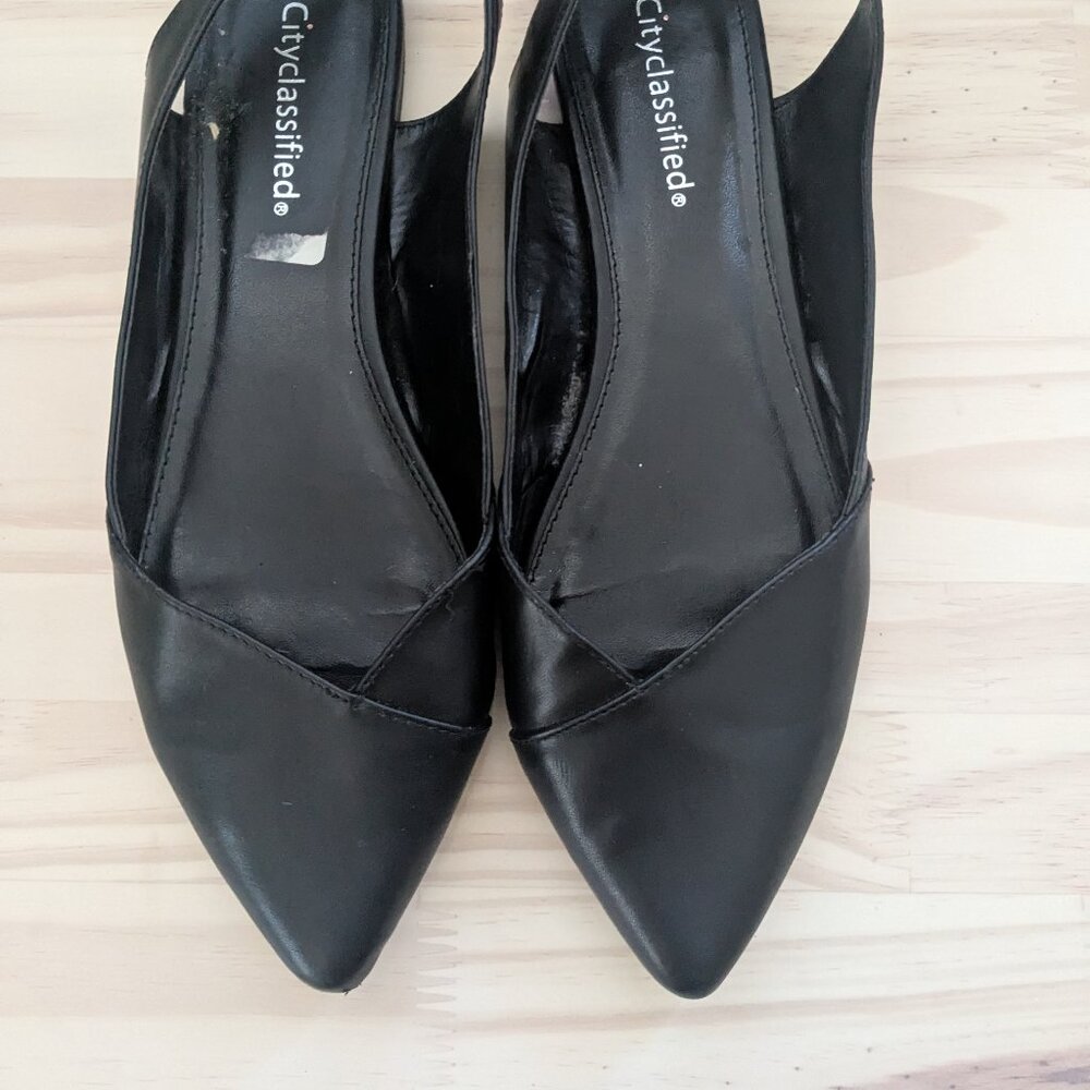 Black flat mules